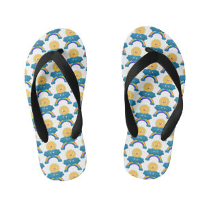 Chanclas Para Niños Dibujo animado de arcoiris con nube y sol feliz li