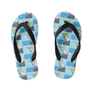Chanclas Para Niños Dibujo animado divertido de pelícano pescando