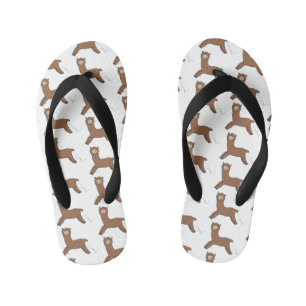 Chanclas Para Niños Dibujo de alpaca marrón feliz lindo