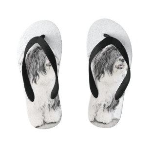 Chanclas Para Niños Dibujo de color con barba - Arte de perro original