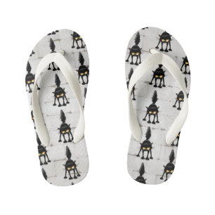 Chanclas Para Niños Dibujo de Gato Negro Divertido y Feroz