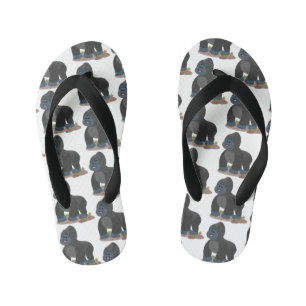 Chanclas Para Niños Dibujo de gorila grande y feliz estilo caricatura
