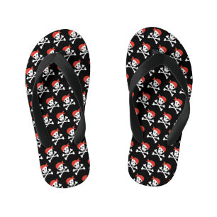 Chanclas Para Niños Dibujo divertido de calavera y huesos cruzados Pir