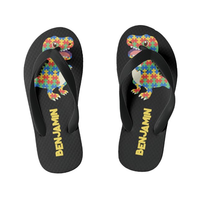 Chanclas Para Niños Dinosaurios de sensibilización sobre el autismo (Plantilla)