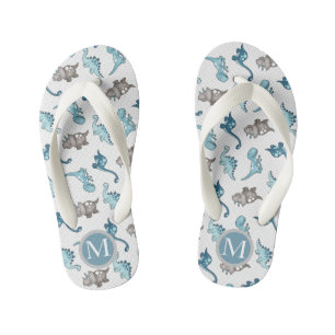 Chanclas Para Niños Dinosaurios ⎢ Monograma Niños Flip Flops