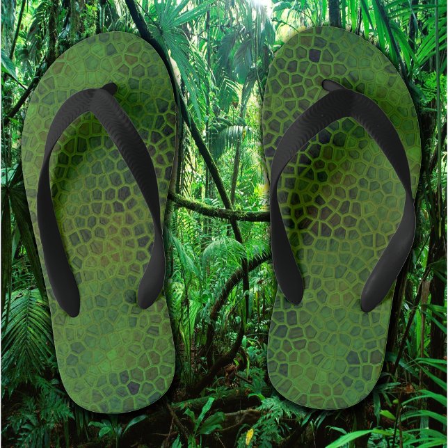 Chanclas Para Niños Dinosaurios verdes ocultan pares de flops volteant (Green Dinosaur Hide Kids Flip Flops)