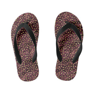 Chanclas Para Niños Diseño de la serie Leopardo Burgundy y Gold 1