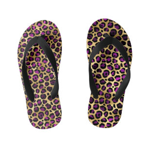 Chanclas Para Niños Diseño de la serie Leopardo púrpura y dorado 4