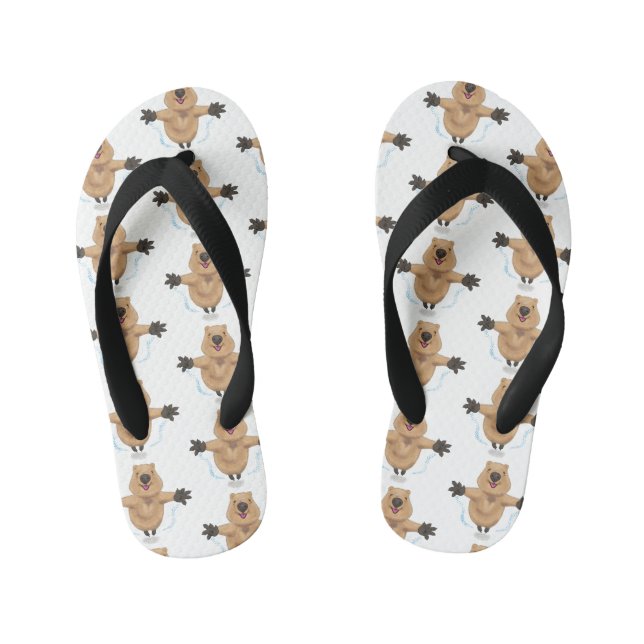 Chanclas Para Niños Diseño de personalizados de quokka saltando feliz (Plantilla)