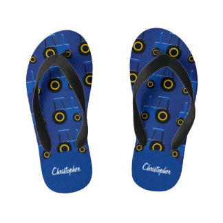 Chanclas Para Niños Diseño de tractor azul personalizado