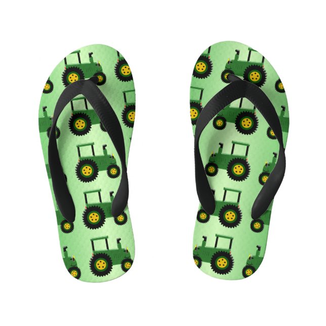 Chanclas Para Niños Diseño de Tractor Verde (Plantilla)