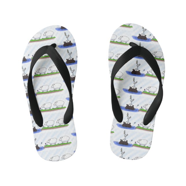 Chanclas Para Niños Divertido hipopótamo birdie dos ovejas (Plantilla)