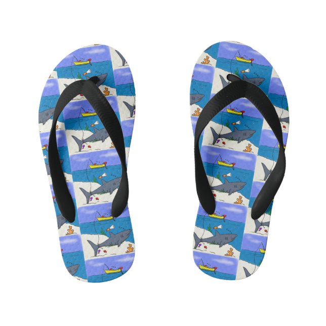 Chanclas Para Niños Divertido tiburón durmiente y personalizado de pes (Plantilla)
