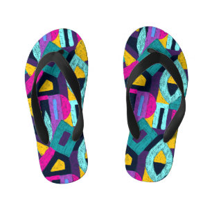 Chanclas Para Niños Doodles retro: arte pop geométrico.