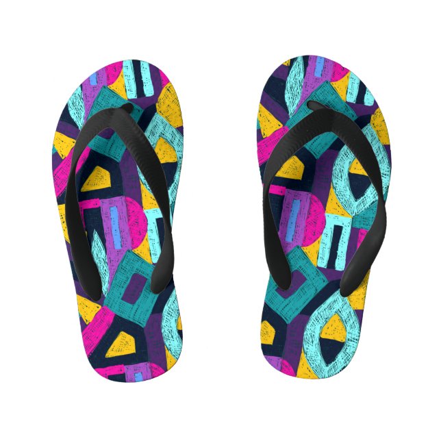 Chanclas Para Niños Doodles retro: arte pop geométrico. (Plantilla)