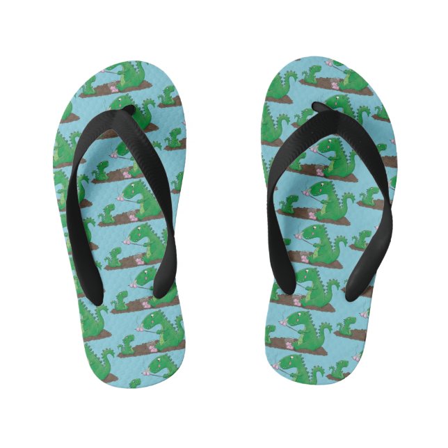 Chanclas Para Niños dragones cortos asando malvaviscos personalizado (Plantilla)