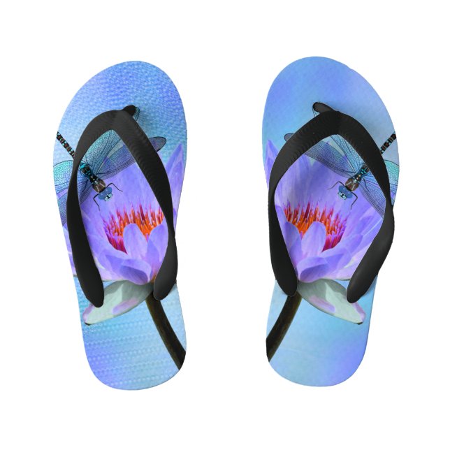 Chanclas Para Niños Dragonfly on Water Lily Flip Flops (Plantilla)