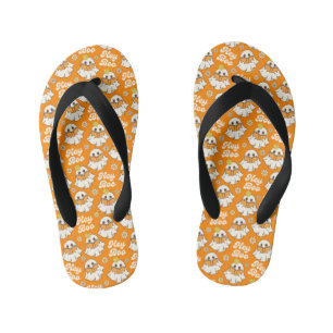 Chanclas Para Niños El fantasma retro de Halloween adormecido Naranja