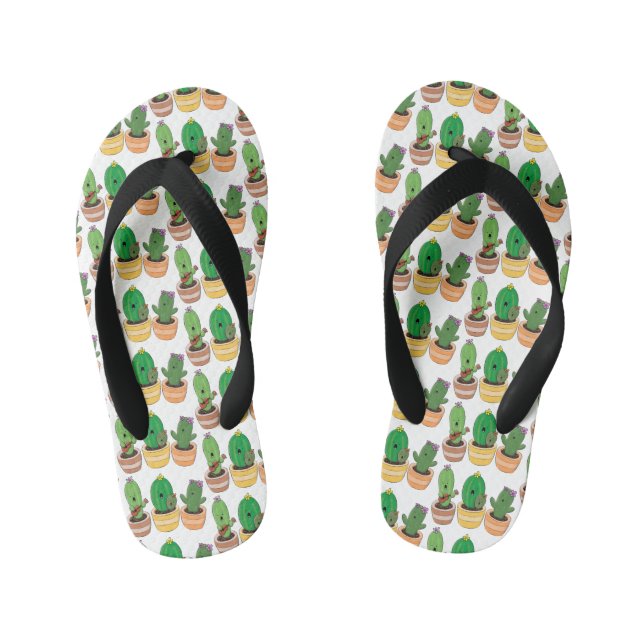 Chanclas Para Niños El trío de cactus lindo canto ilustracion personal (Plantilla)