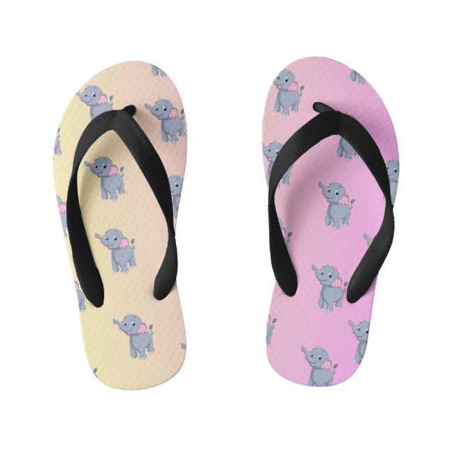 Chanclas Para Niños elefante animal lindo simple rosa gris (Plantilla)