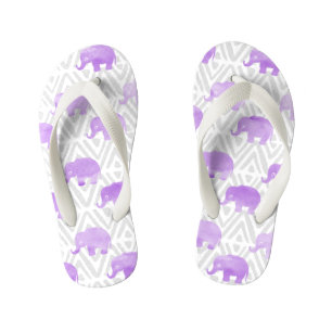 Chanclas Para Niños Elefante de Acuarela Shibori Chevron Primitivo