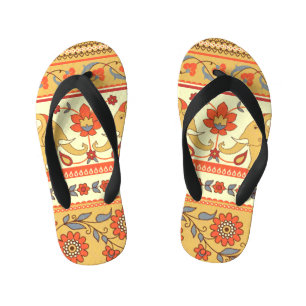 Chanclas Para Niños elefantes étnicos, flores, patrón sin fisuras.