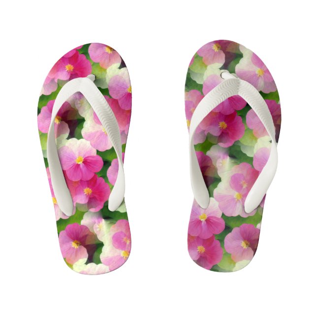 Chanclas Para Niños Elegante Patrón de Flores Rosa y Blanco (Plantilla)