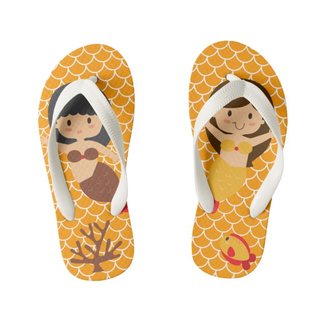 Chanclas Para Niños Escalas anaranjadas de la sirena (Plantilla)