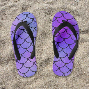 Chanclas Para Niños Escamas de sirena iridiscentes magenta púrpura azu