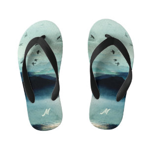 Chanclas Para Niños Escena de montaña en acuarela de naturaleza tranqu