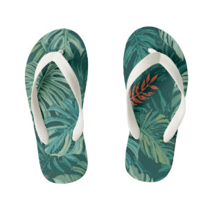 Chanclas Para Niños Estampa exuberante de jungla esmeralda