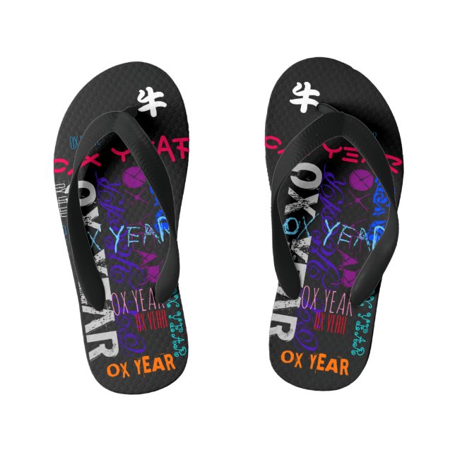 Chanclas Para Niños Estilo de graffiti Repeating Ox Year 2021 Toddler  (Plantilla)