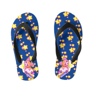 Chanclas Para Niños Estrella dorada con Naranja acalorado Corgi feliz