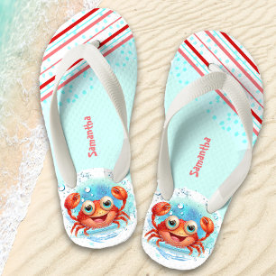 Chanclas Para Niños Feliz Cangrejo Chica Beach Name Kids Flip Flops
