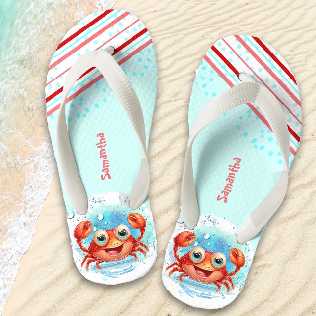 Chanclas Para Niños Feliz Cangrejo Chica Beach Name Kids Flip Flops (Subido por el creador)