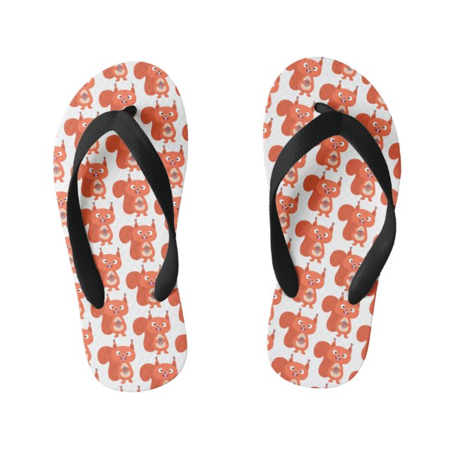 Chanclas Para Niños Feliz ilustracion de personalizado de ardilla roja (Plantilla)