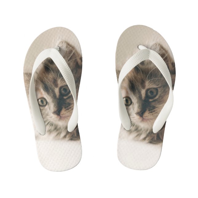 Chanclas Para Niños Flip flameado de foto de gato (Plantilla)