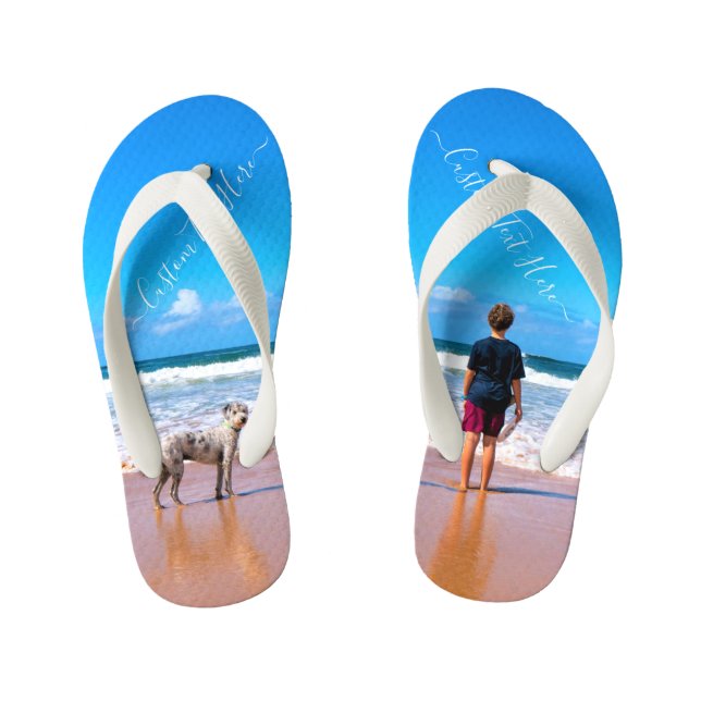 Chanclas Para Niños Flip Flops de tu foto hijo con nombre de texto Per (Plantilla)