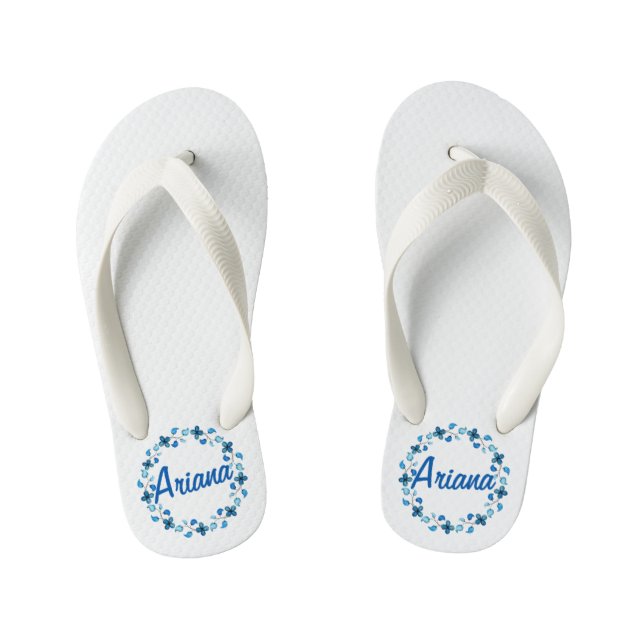 Chanclas Para Niños Flip Flops floral de nombre personalizado personal (Plantilla)