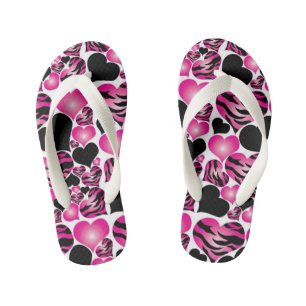 Chanclas Para Niños Flip Flops, niños/corazones e impresión de cebra