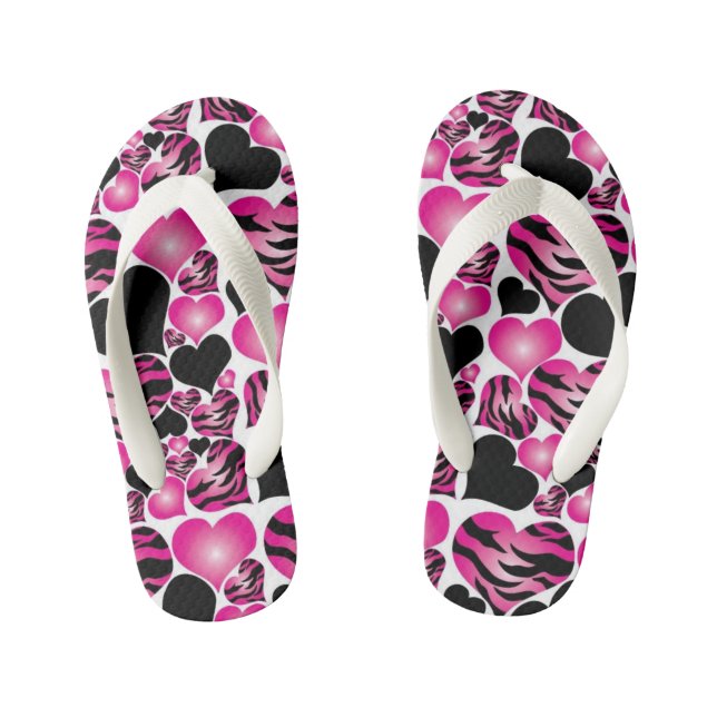 Chanclas Para Niños Flip Flops, niños/corazones e impresión de cebra (Plantilla)