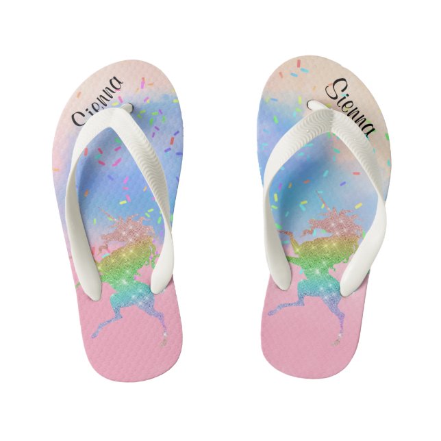 Chanclas Para Niños Flip flops personalizados Unicorn para niños Purpu (Plantilla)