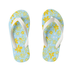 Chanclas Para Niños Flor Bouquet Daisy Meadow Cielo Amarillo Blanco