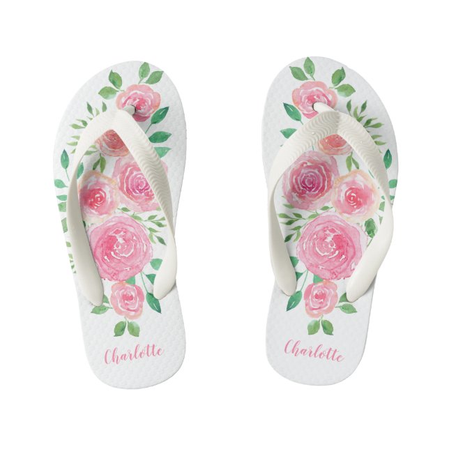 Chanclas Para Niños Flor Rosa Rosa rosa menor Chica de nombre de Chica (Plantilla)