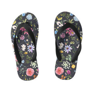 Chanclas Para Niños Floral acuática: Patrón de verano suave.