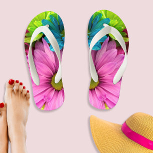 Chanclas Para Niños Floral de margarita multicolor vibrante