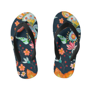 Chanclas Para Niños Floral Delight: Textura de flores acuáticas