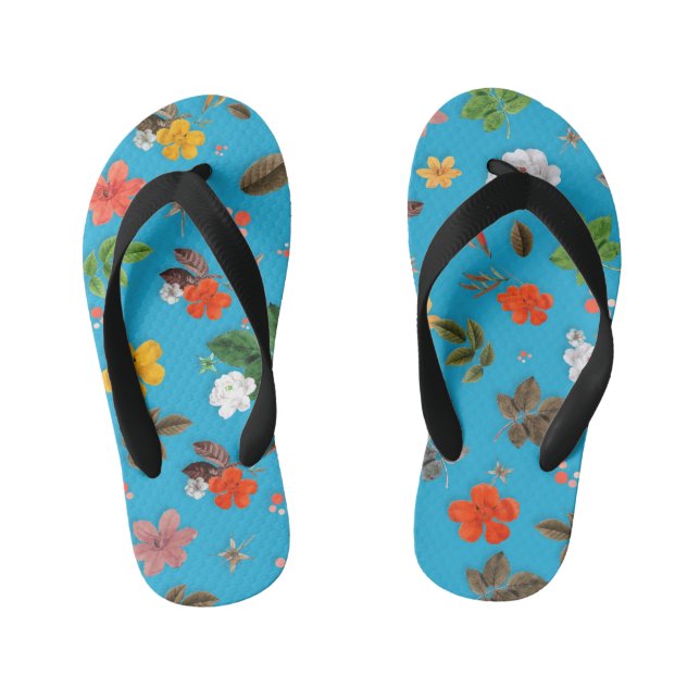Chanclas Para Niños Flores amarillas y rosas blancas 24 (Plantilla)