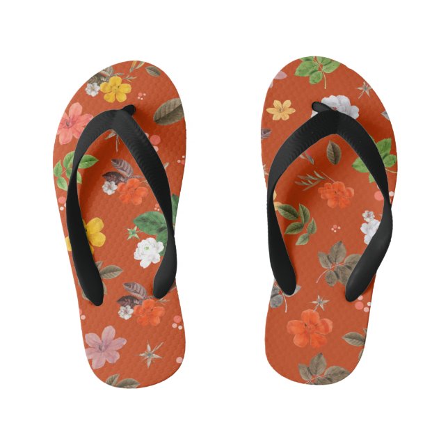 Chanclas Para Niños Flores amarillas y rosas blancas 9 (Plantilla)