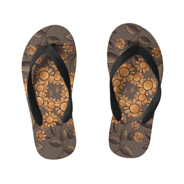 Chanclas Para Niños Flores doradas (Plantilla)